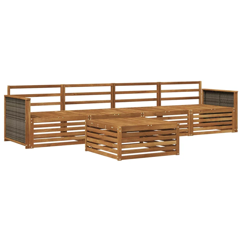 Outdoor Sofa Set 5 pcs Natural Solid Acacia Wood