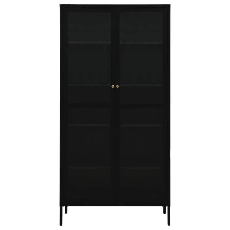 336079 vidaXL Display Cabinet Black 90x40x180 cm Steel and Tempered Glass