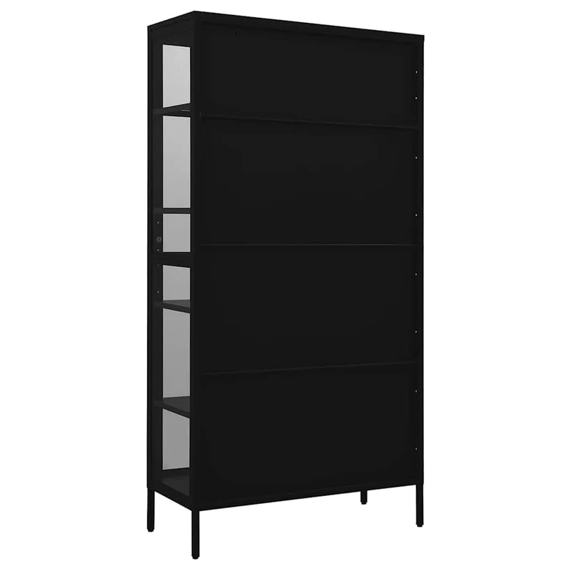 336079 vidaXL Display Cabinet Black 90x40x180 cm Steel and Tempered Glass