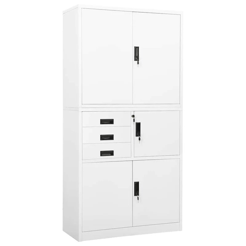 336413 vidaXL Office Cabinet White 90x40x180 cm Steel
