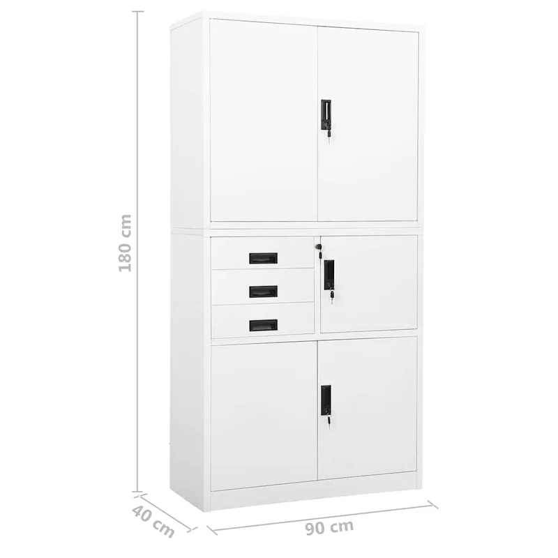 336413 vidaXL Office Cabinet White 90x40x180 cm Steel