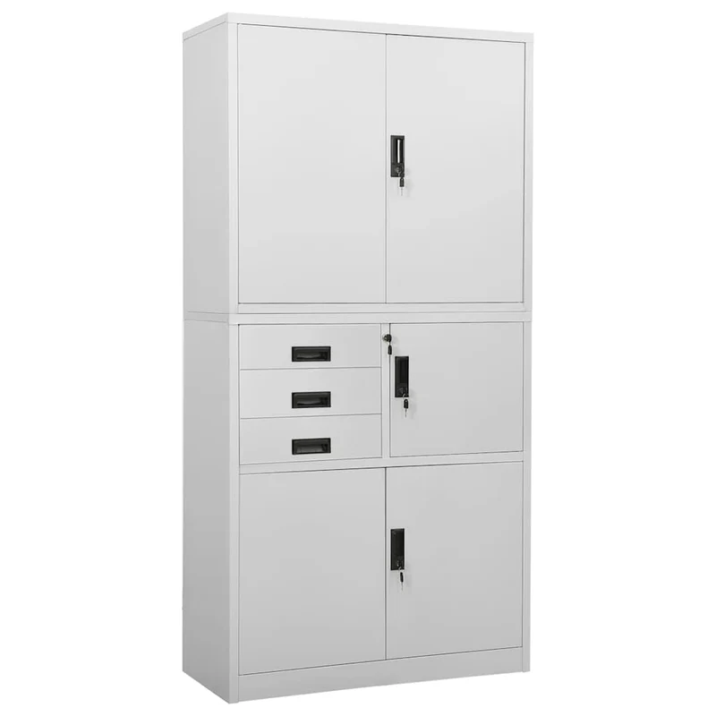 336414 vidaXL Office Cabinet Light Grey 90x40x180 cm Steel