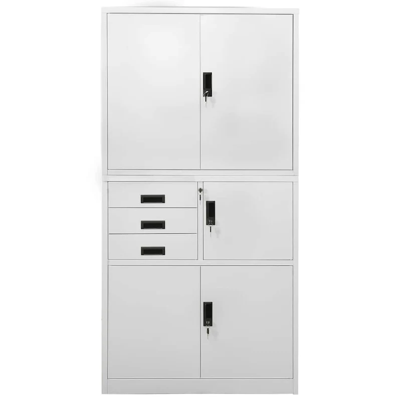 336414 vidaXL Office Cabinet Light Grey 90x40x180 cm Steel