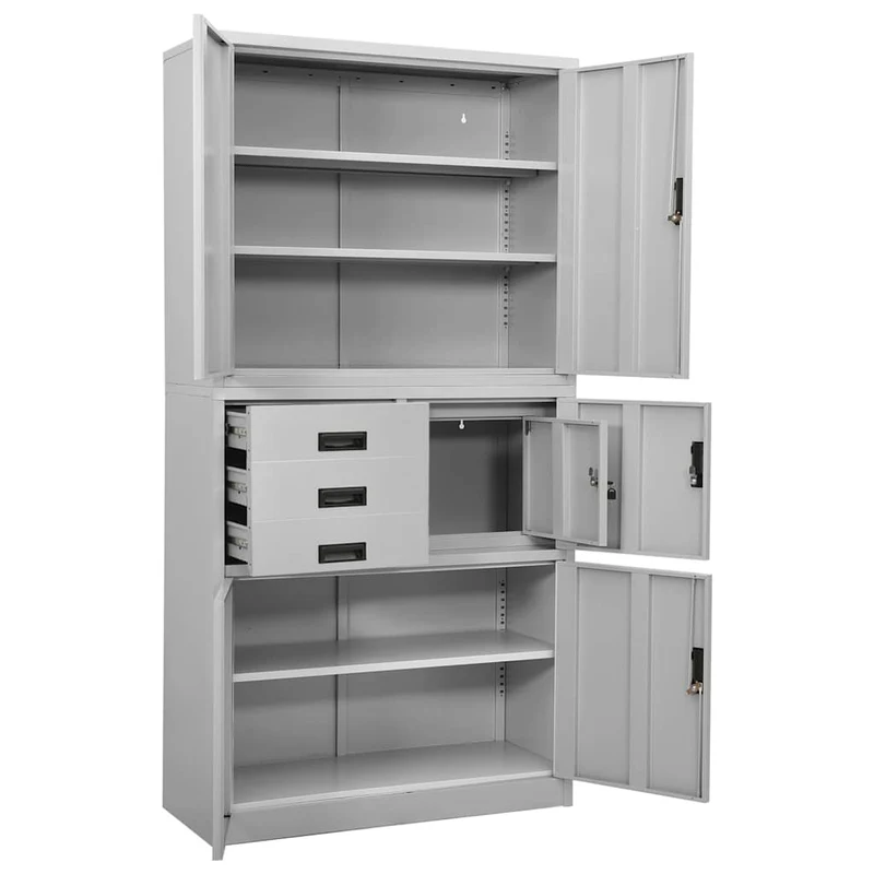 336414 vidaXL Office Cabinet Light Grey 90x40x180 cm Steel