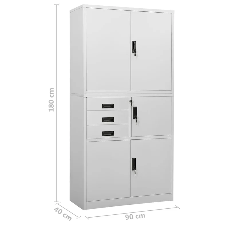336414 vidaXL Office Cabinet Light Grey 90x40x180 cm Steel