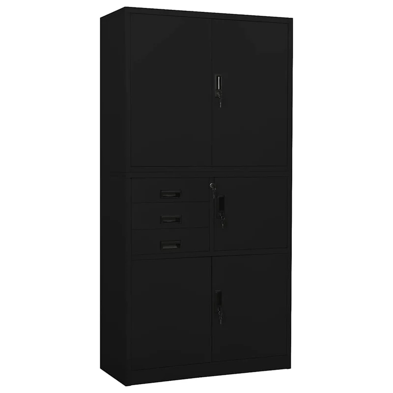 336415 vidaXL Office Cabinet Black 90x40x180 cm Steel