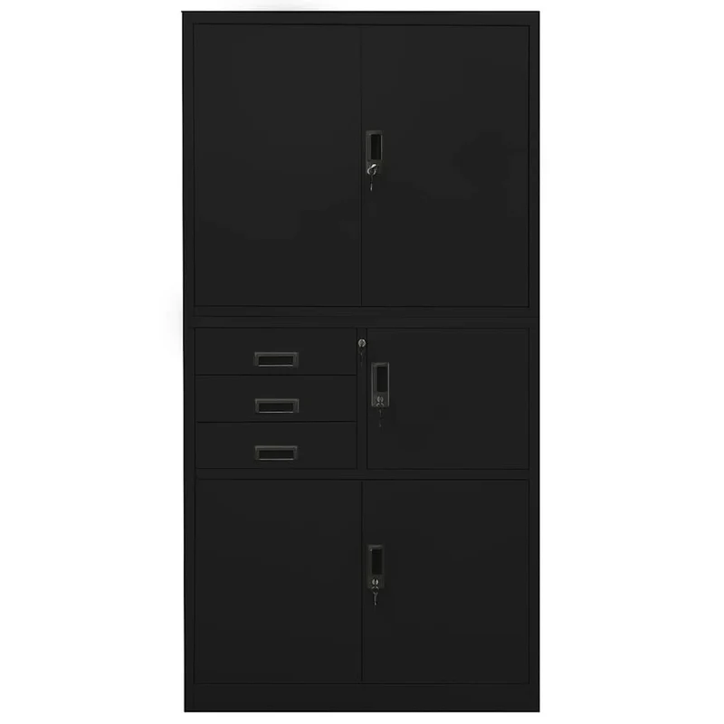 336415 vidaXL Office Cabinet Black 90x40x180 cm Steel