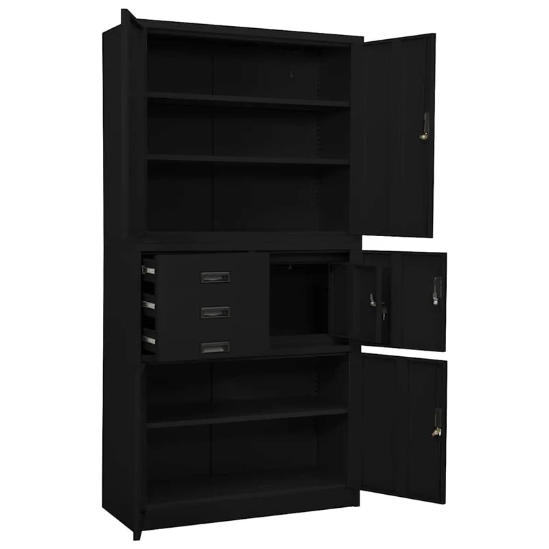 336415 vidaXL Office Cabinet Black 90x40x180 cm Steel
