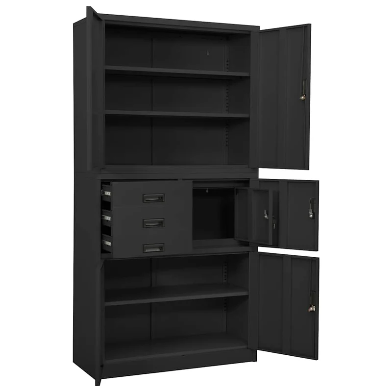 336416 vidaXL Office Cabinet Anthracite 90x40x180 cm Steel