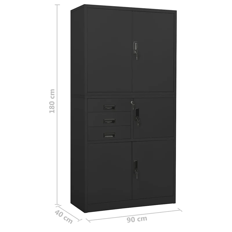 336416 vidaXL Office Cabinet Anthracite 90x40x180 cm Steel