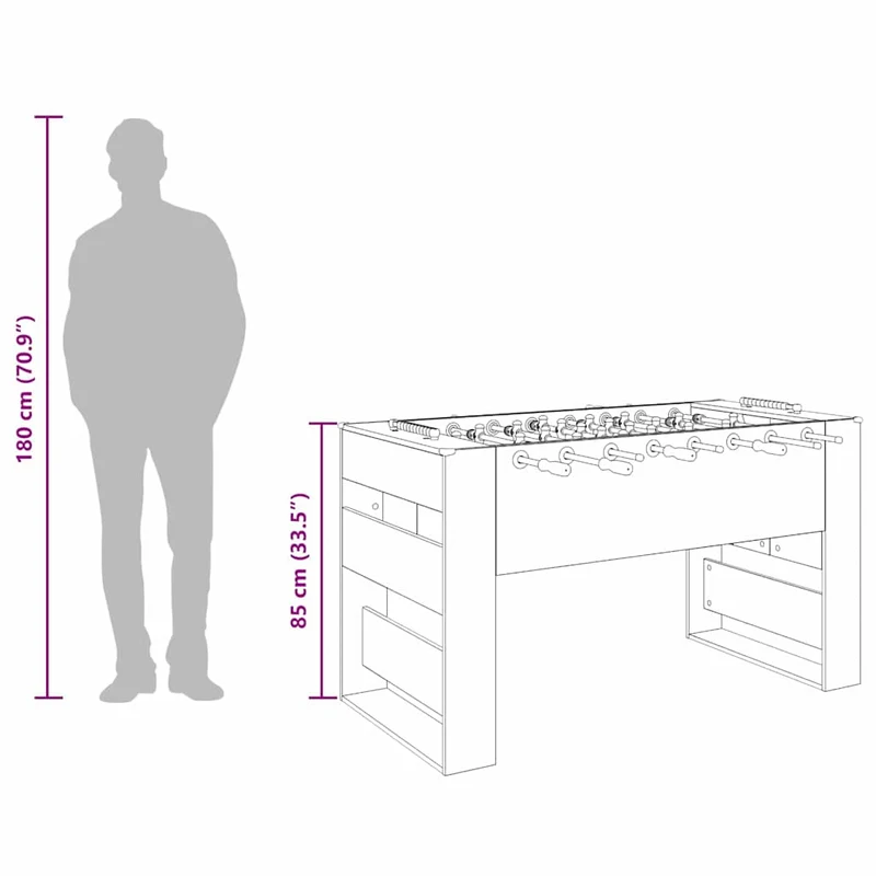 Foosball Table Grey Sonoma 146.5 x 74 x 85 cm Engineered Wood