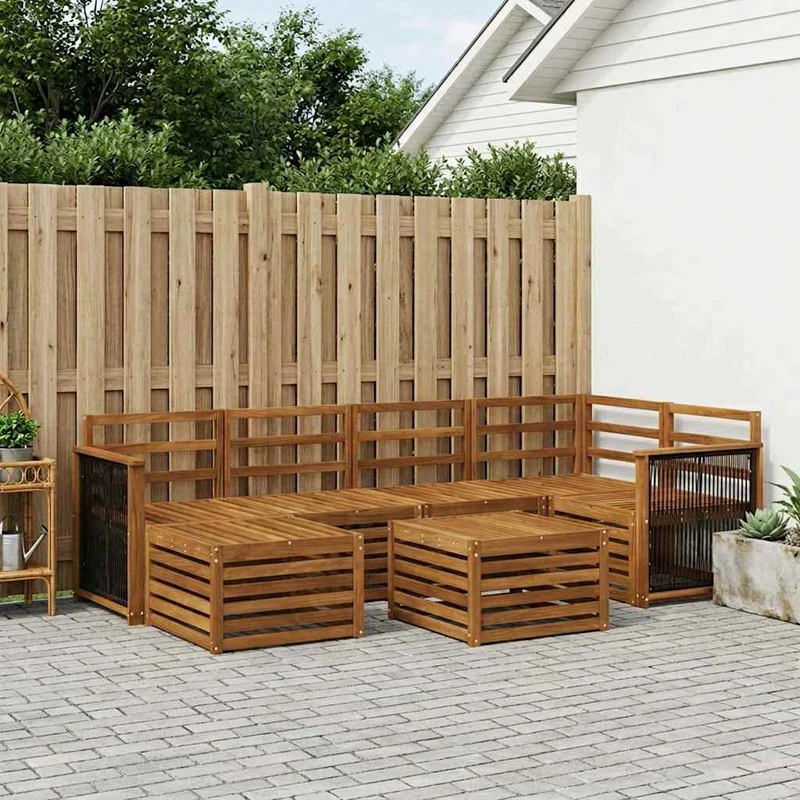Outdoor Sofa Set 6 pcs Natural Solid Acacia Wood