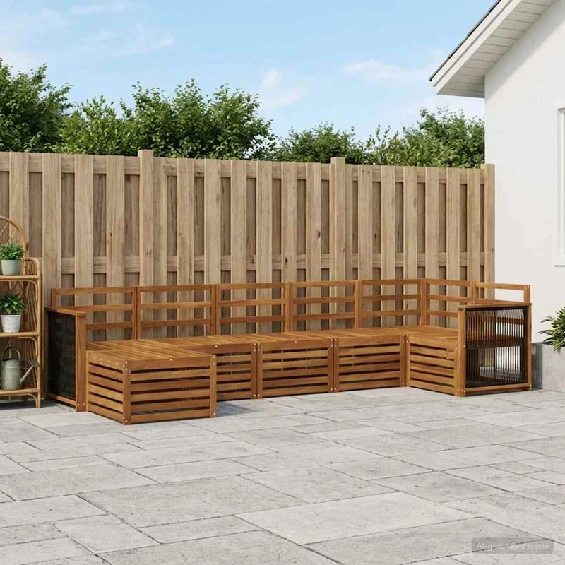 Outdoor Sofa Set 6 pcs Natural Solid Acacia Wood
