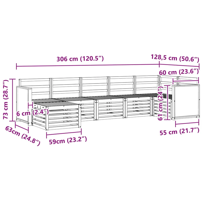 Outdoor Sofa Set 6 pcs Natural Solid Acacia Wood