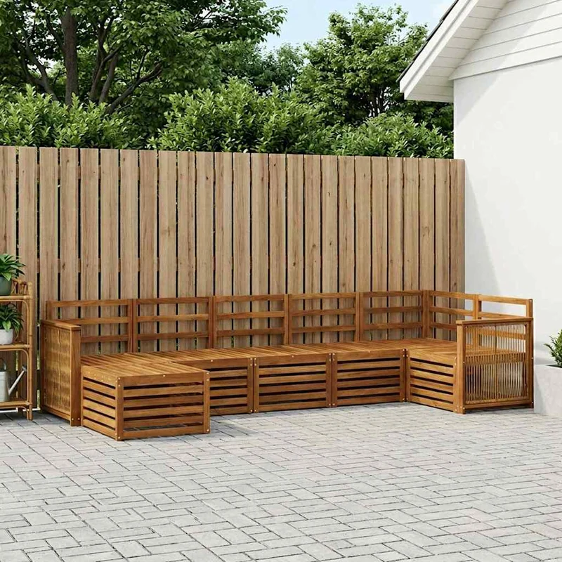 Outdoor Sofa Set 6 pcs Natural Solid Acacia Wood