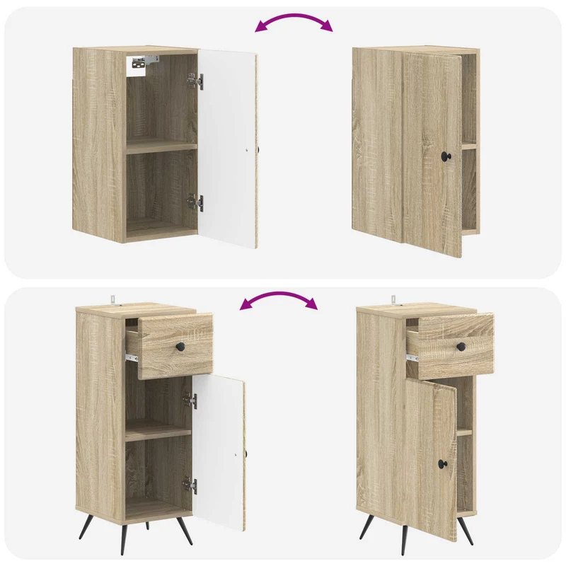 4 Piece Bathroom Cabinet Set BREDA Sonoma Oak Engineered Wood