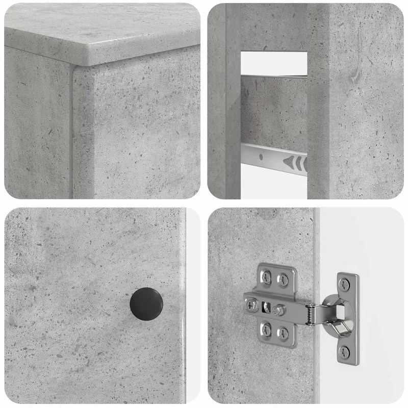 4 Piece Bathroom Cabinet Set BREDA Concrete Grey
