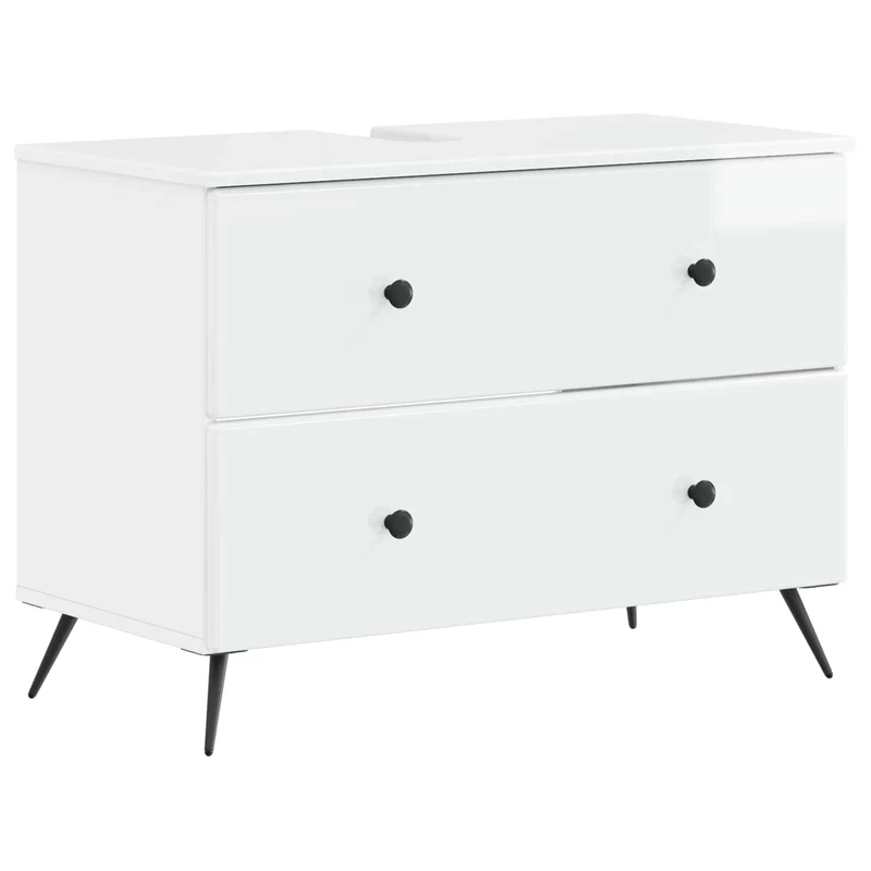 4 Piece Bathroom Cabinet Set BREDA High Gloss White