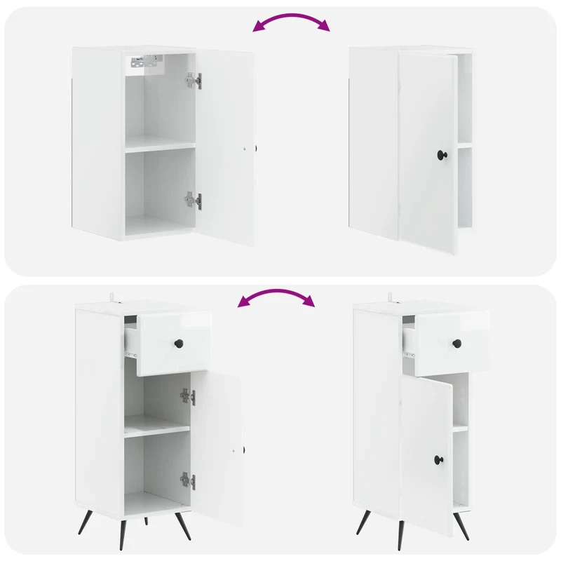 4 Piece Bathroom Cabinet Set BREDA High Gloss White