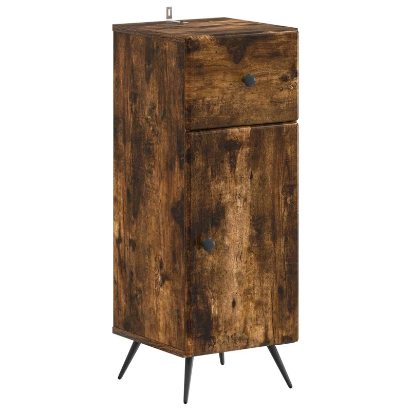 4 Piece Bathroom Cabinet Set BREDA Smoked Oak Engineered Wood