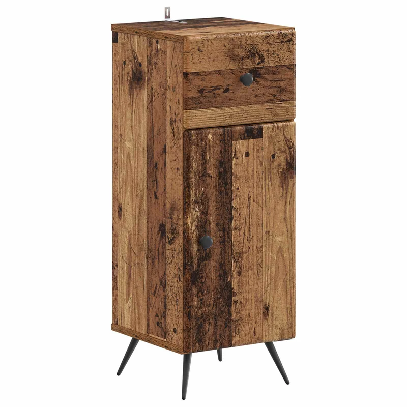4 Piece Bathroom Cabinet Set BREDA Old Wood Engineered Wood