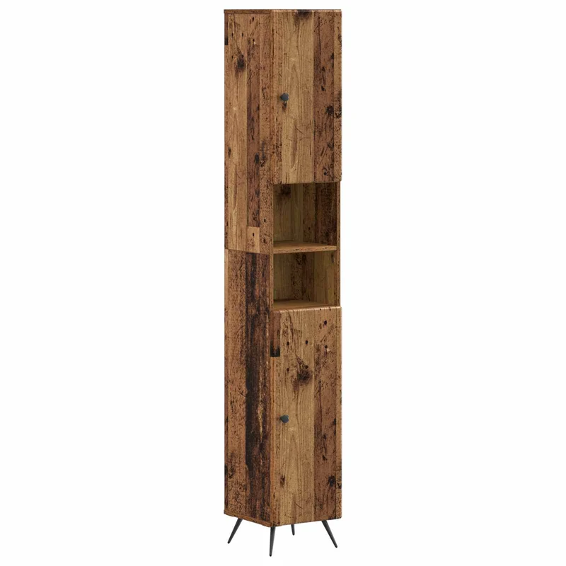 4 Piece Bathroom Cabinet Set BREDA Old Wood Engineered Wood