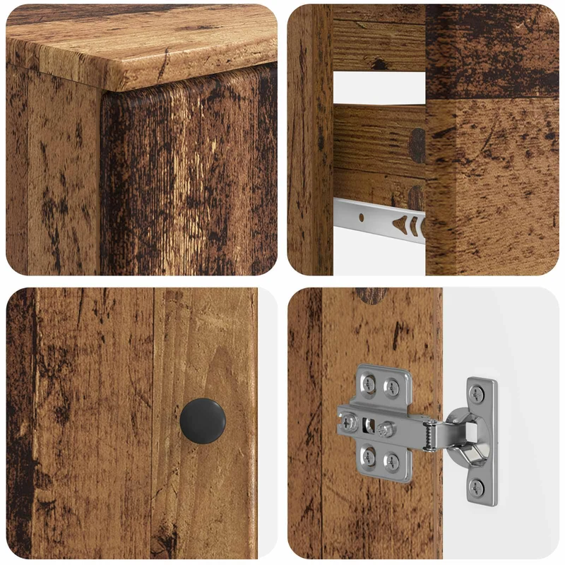 4 Piece Bathroom Cabinet Set BREDA Old Wood Engineered Wood