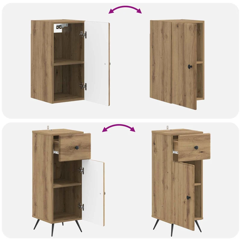 4 Piece Bathroom Cabinet Set BREDA Artisan Oak Engineered Wood