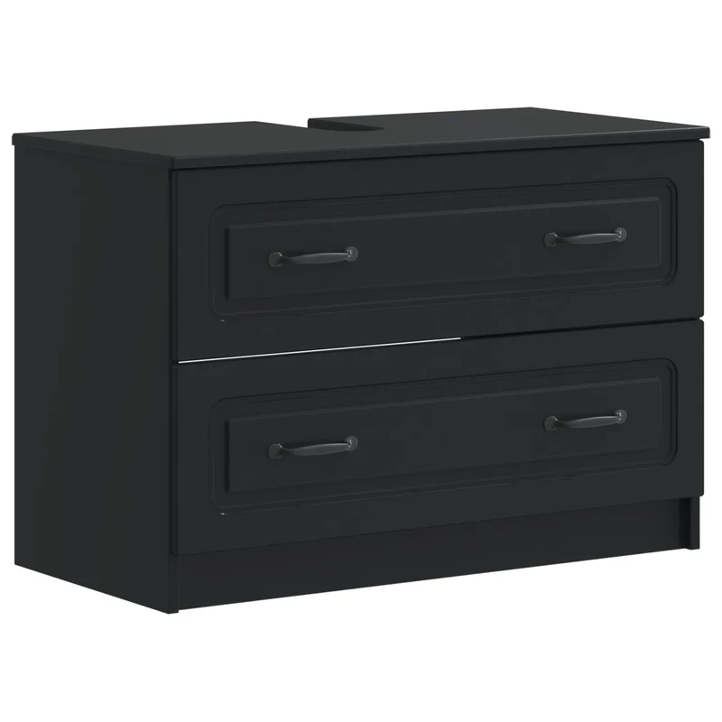 4 Piece Bathroom Cabinet Set UTRECHT Black Engineered Wood