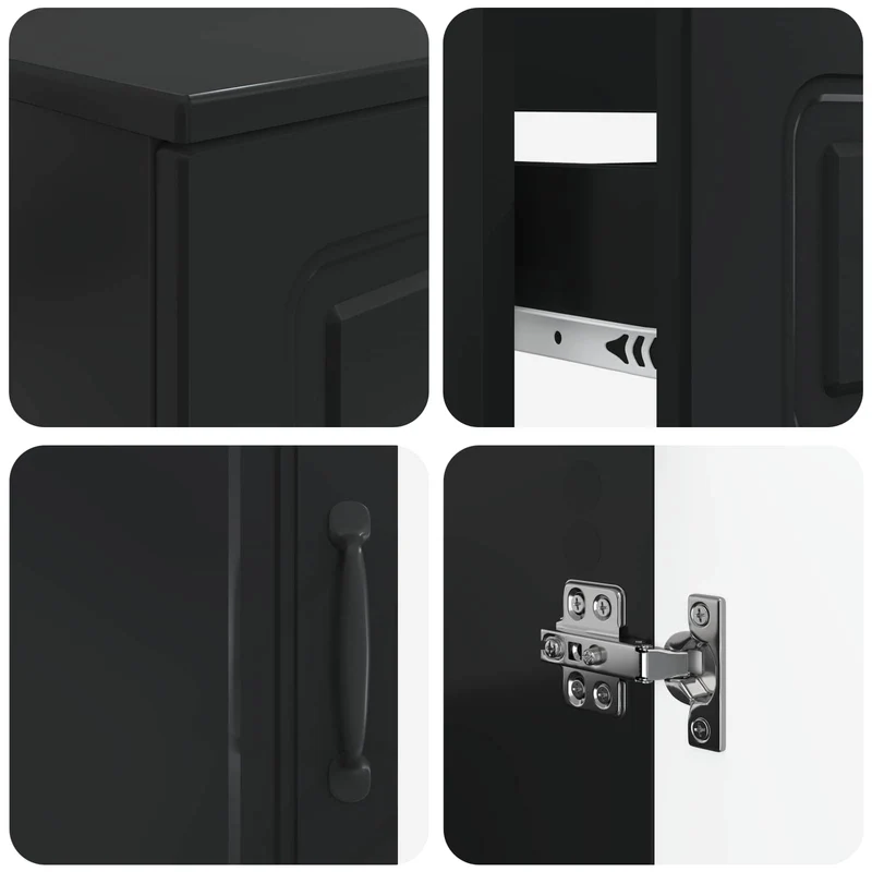 4 Piece Bathroom Cabinet Set UTRECHT Black Engineered Wood