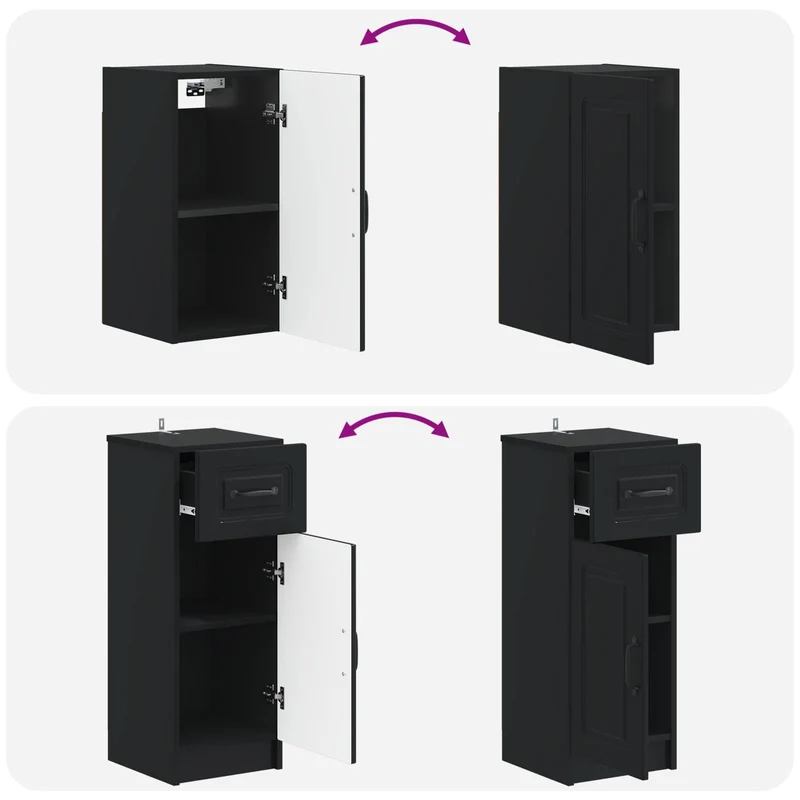 4 Piece Bathroom Cabinet Set UTRECHT Black Engineered Wood