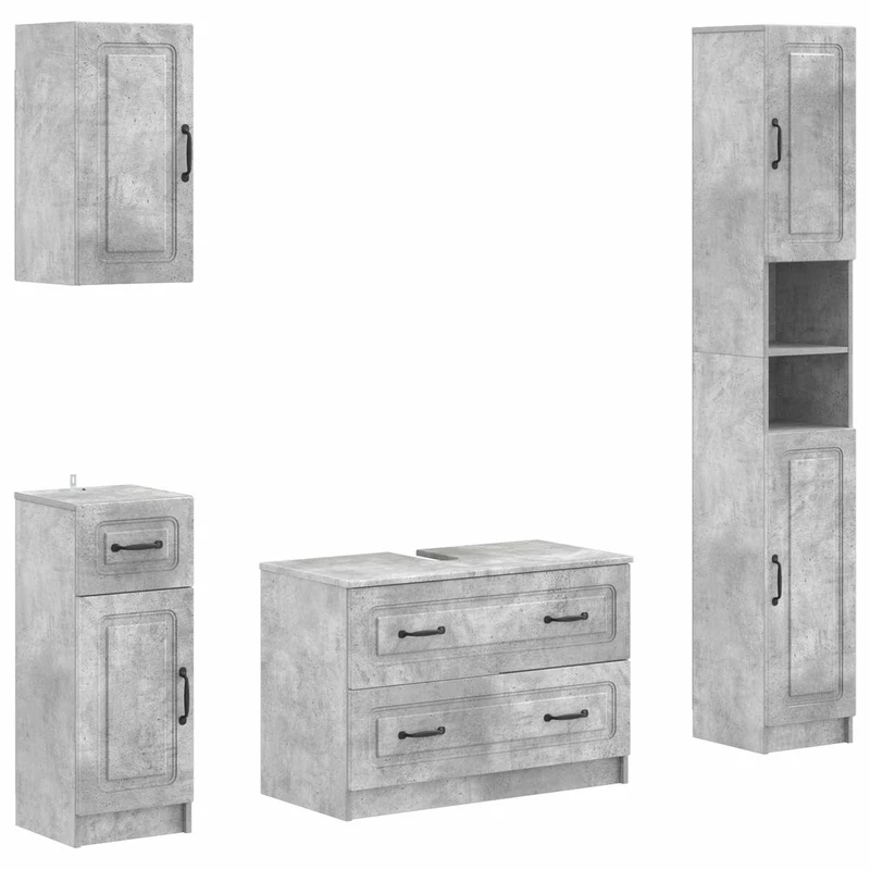 4 Piece Bathroom Cabinet Set UTRECHT Concrete Grey