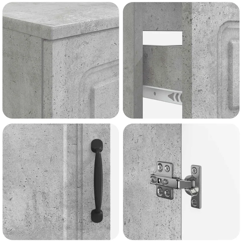 4 Piece Bathroom Cabinet Set UTRECHT Concrete Grey