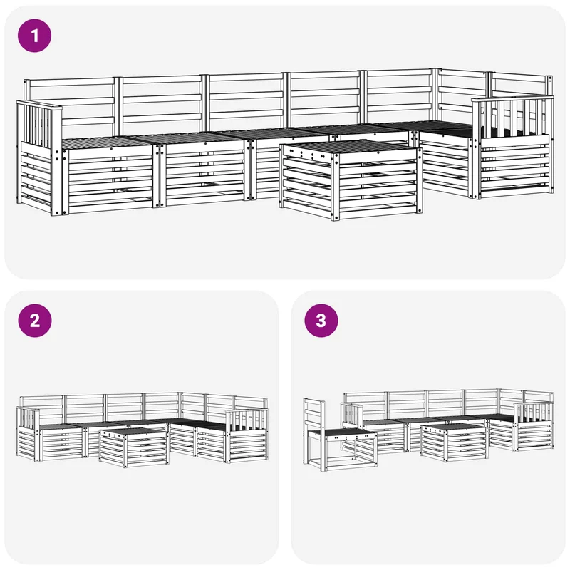 Outdoor Sofa Set 7 pcs White Solid Acacia Wood