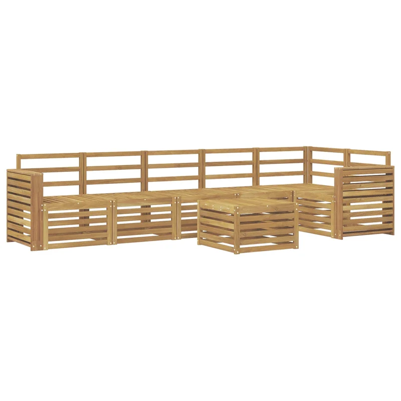 Outdoor Sofa Set 7 pcs White Solid Acacia Wood
