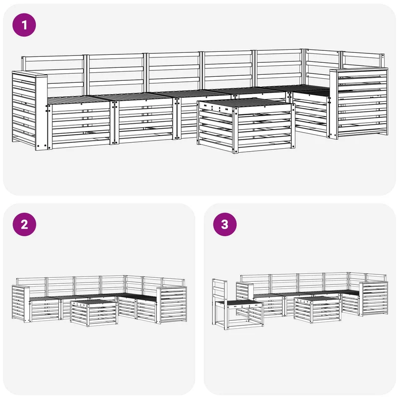 Outdoor Sofa Set 7 pcs White Solid Acacia Wood