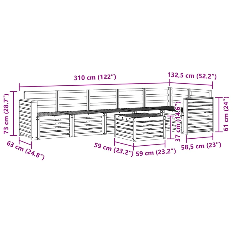 Outdoor Sofa Set 7 pcs White Solid Acacia Wood