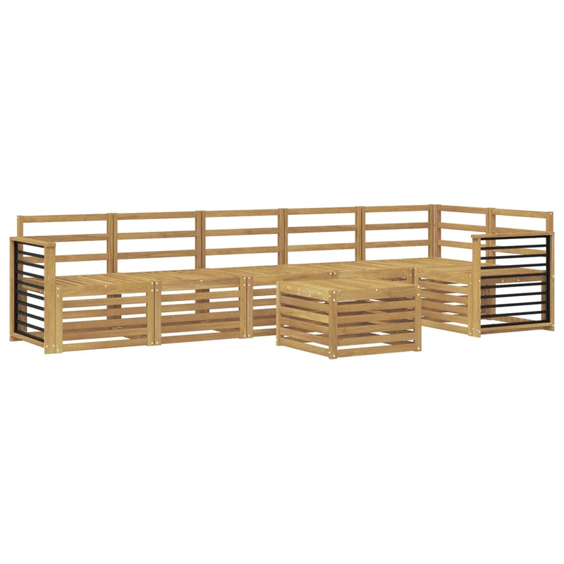 Outdoor Sofa Set 7 pcs White Solid Acacia Wood