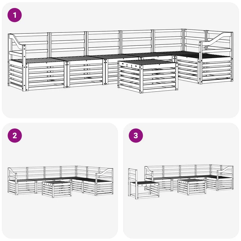 Outdoor Sofa Set 7 pcs White Solid Acacia Wood
