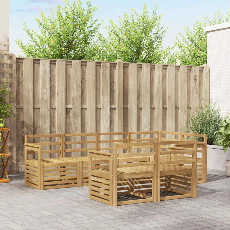 Outdoor Sofa Set 7 pcs White Solid Acacia Wood