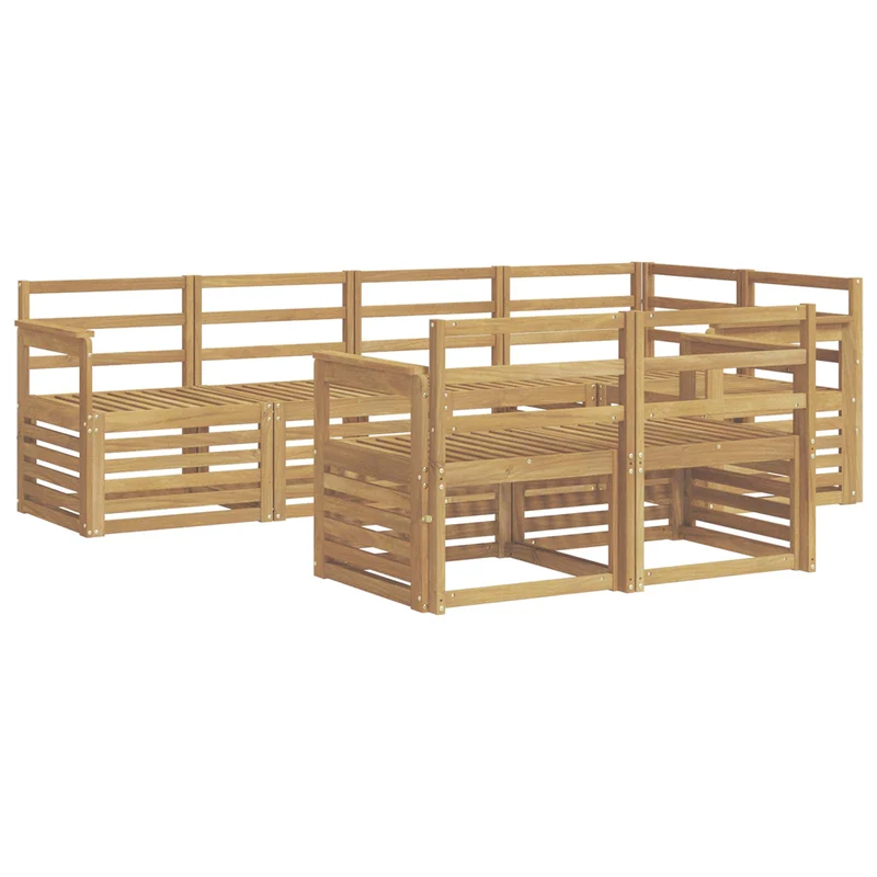 Outdoor Sofa Set 7 pcs White Solid Acacia Wood