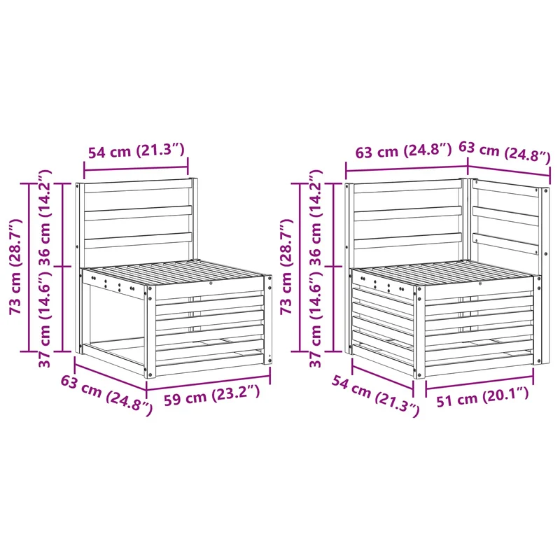 Outdoor Sofa Set 7 pcs White Solid Acacia Wood