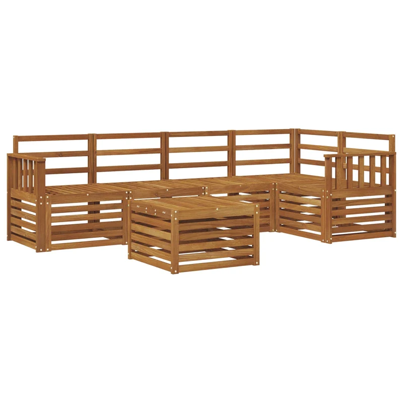 Outdoor Sofa Set 6 pcs Natural Polyester