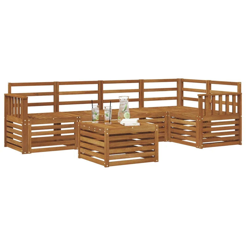 Outdoor Sofa Set 6 pcs Natural Polyester