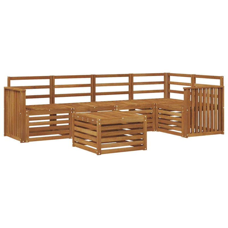 Outdoor Sofa Set 6 pcs Natural Polyester