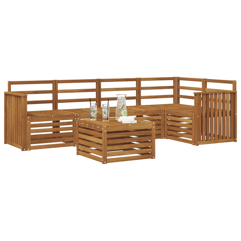 Outdoor Sofa Set 6 pcs Natural Polyester