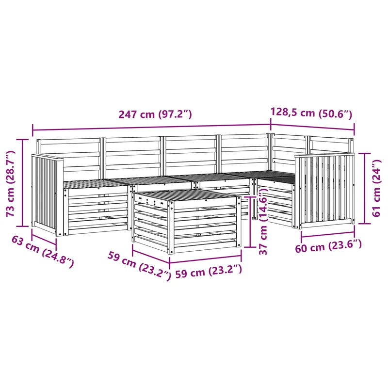 Outdoor Sofa Set 6 pcs Natural Polyester