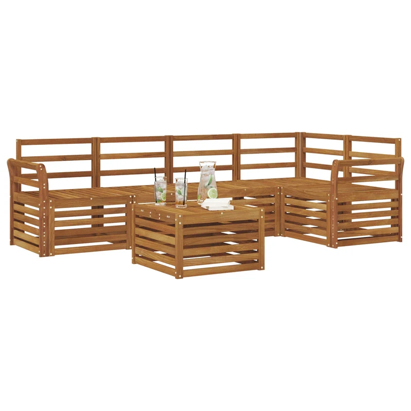 Outdoor Sofa Set 6 pcs Natural Polyester