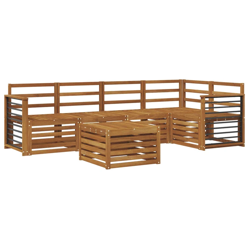 Outdoor Sofa Set 6 pcs Natural Polyester