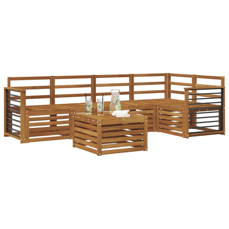 Outdoor Sofa Set 6 pcs Natural Polyester